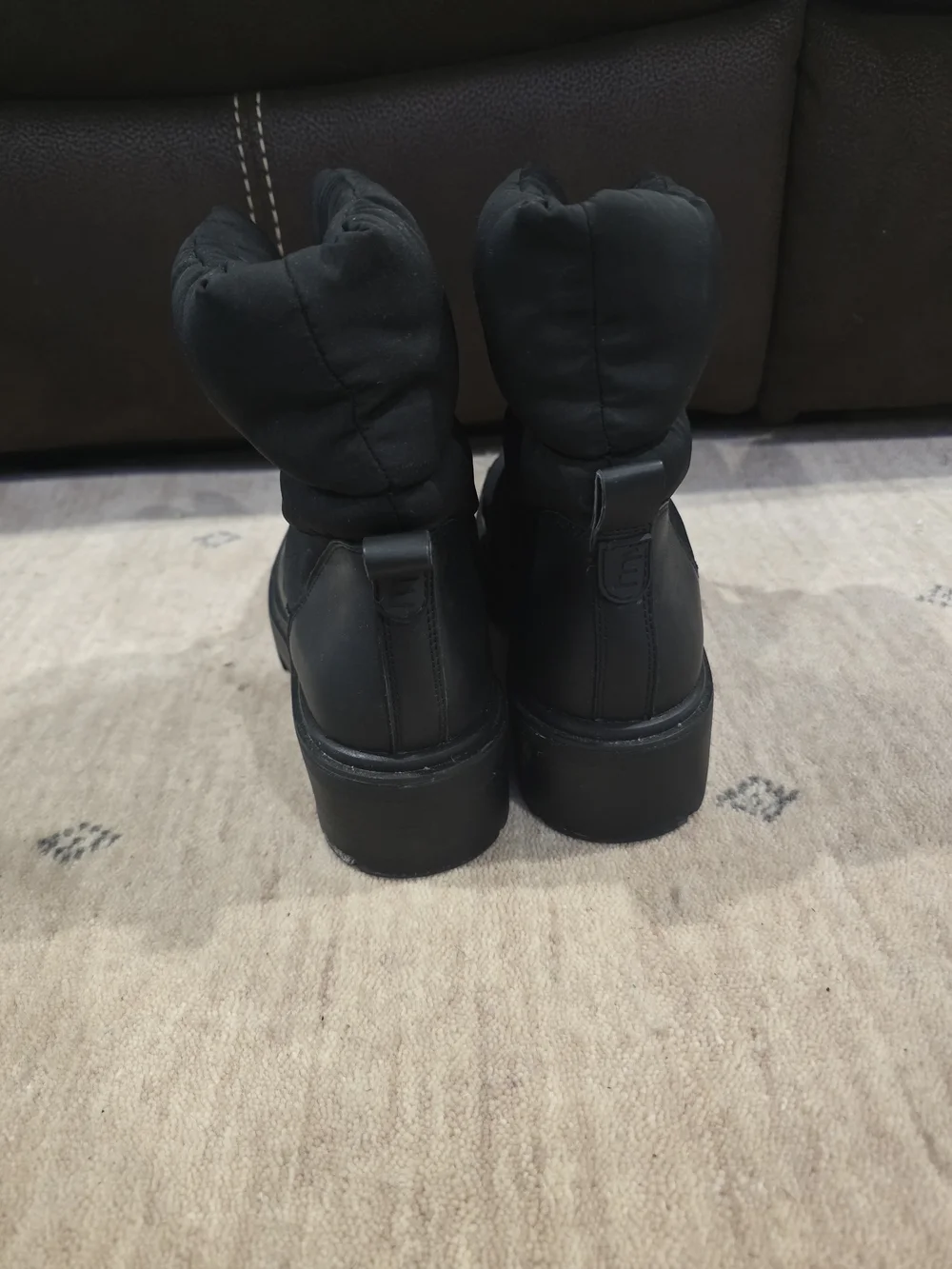 Sam Edelman Black Quilted Puffer Platform Ankle Boots